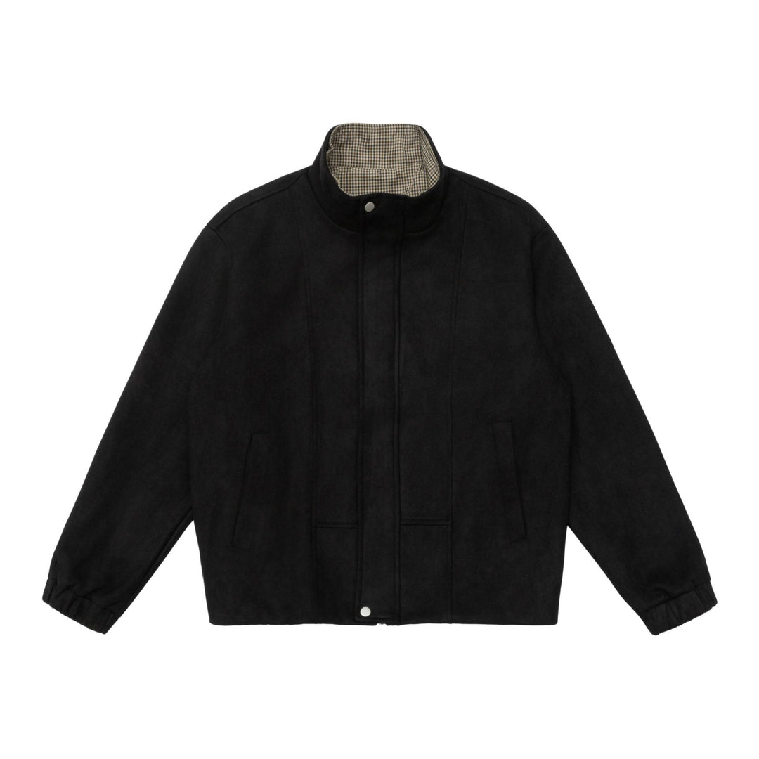 Men's short jacket in a boxy cut with a high stand-up collar and hidden zipper placket Mune Fashion