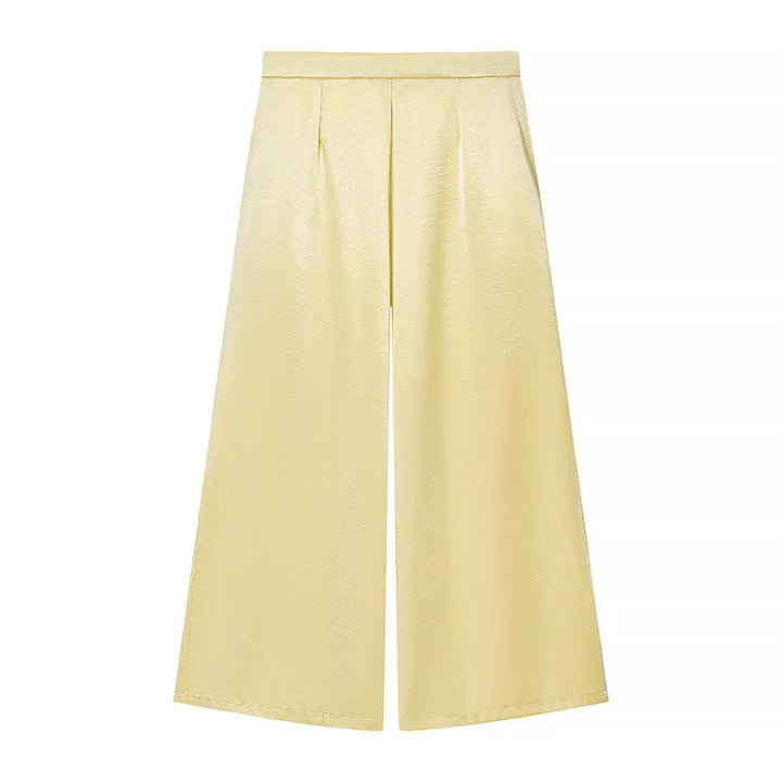 Women's elegant two-piece set with wrap blazer, figure-flattering tie belt, and wide palazzo pants Mune Fashion
