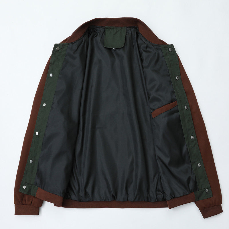 Men's sporty-elegant college jacket with button placket and contrasting inserts Mune Fashion