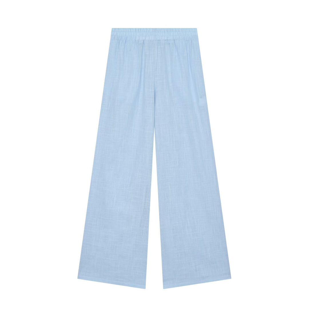 Women's Wide Palazzo Pants in Linen Look with Elastic Comfort Waistband Mune Fashion