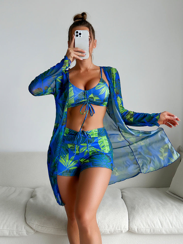 Women's bathing set with flowing beach jacket and elastic shorts Mune Fashion