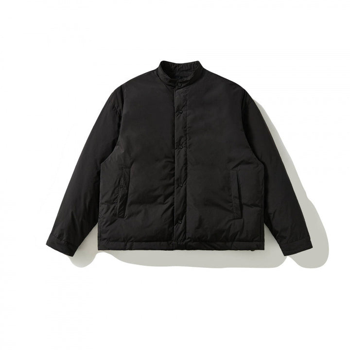 Unisex Boxy padded short jacket with stand-up collar and concealed snap button placket Mune Fashion