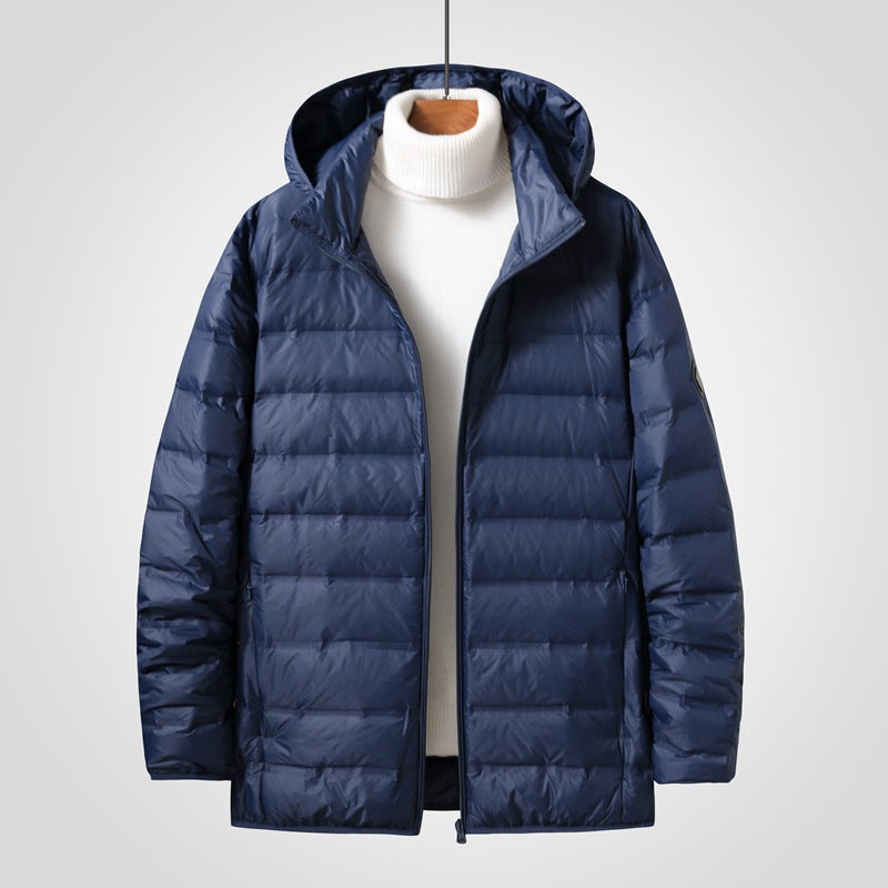 Men's Ultra-Light Compact Padded Coat with Hood and Water-Repellent Shell Mune Fashion