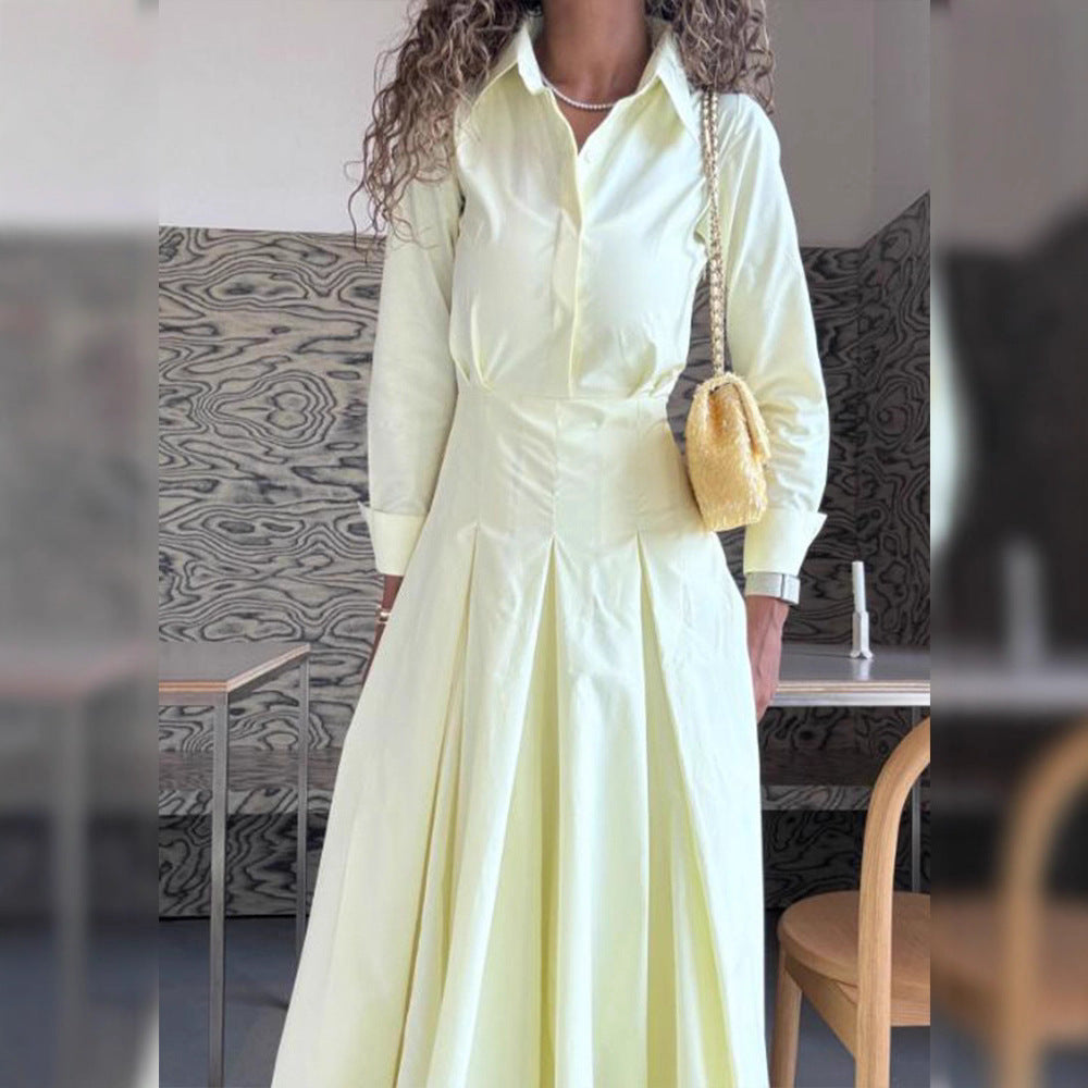 Women's shirt dress with tailored corset fit and wide pleated skirt Mune Fashion