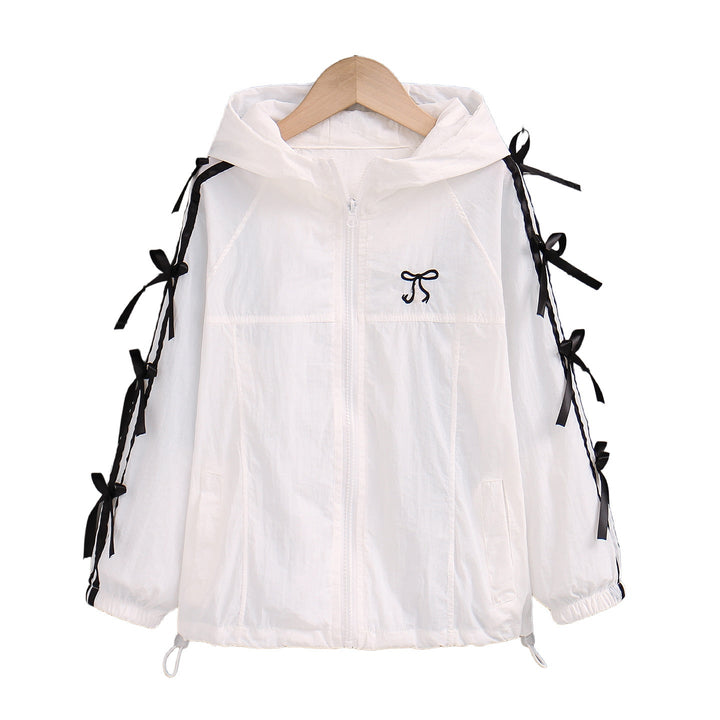 Women's transparent embroidered hoodie blouse with ruffle sleeves Mune Fashion