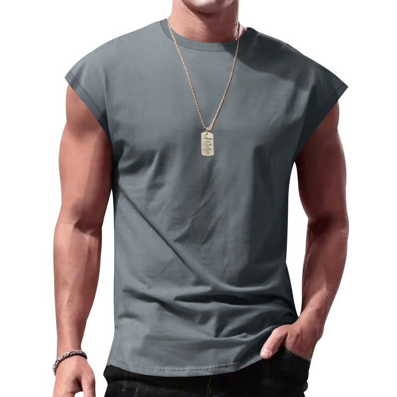 Men's loose sleeveless muscle shirt made of cotton jersey with drop shoulder Mune Fashion