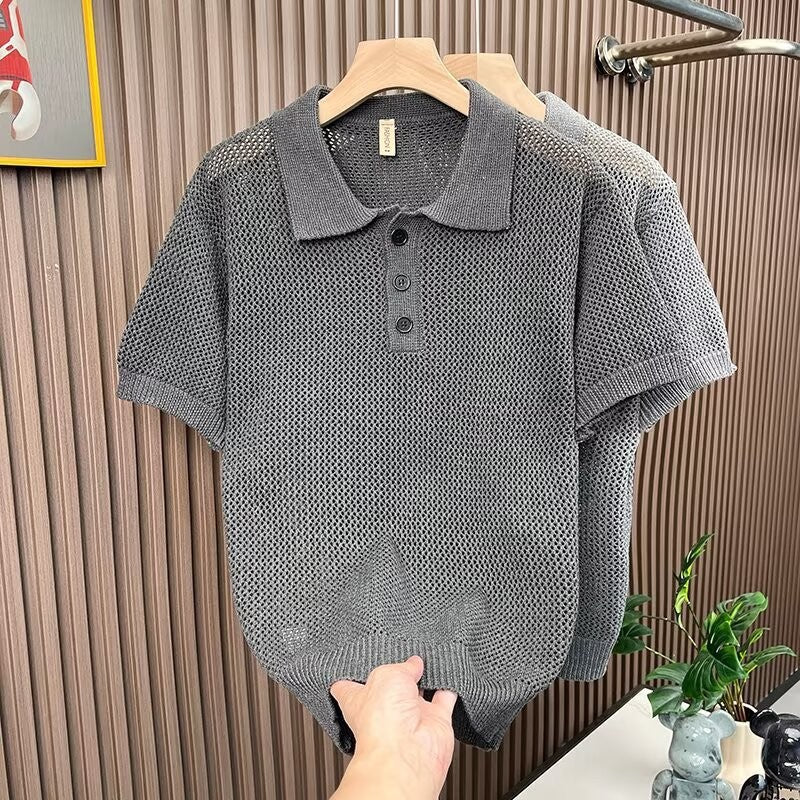 Men's Breathable Knitted Polo Shirt Mune Fashion