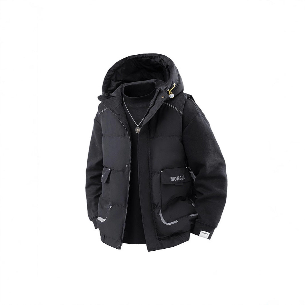 Men's Quilted Outdoor Vest with Hood, Cargo Pockets and Adjustable Hem Mune Fashion