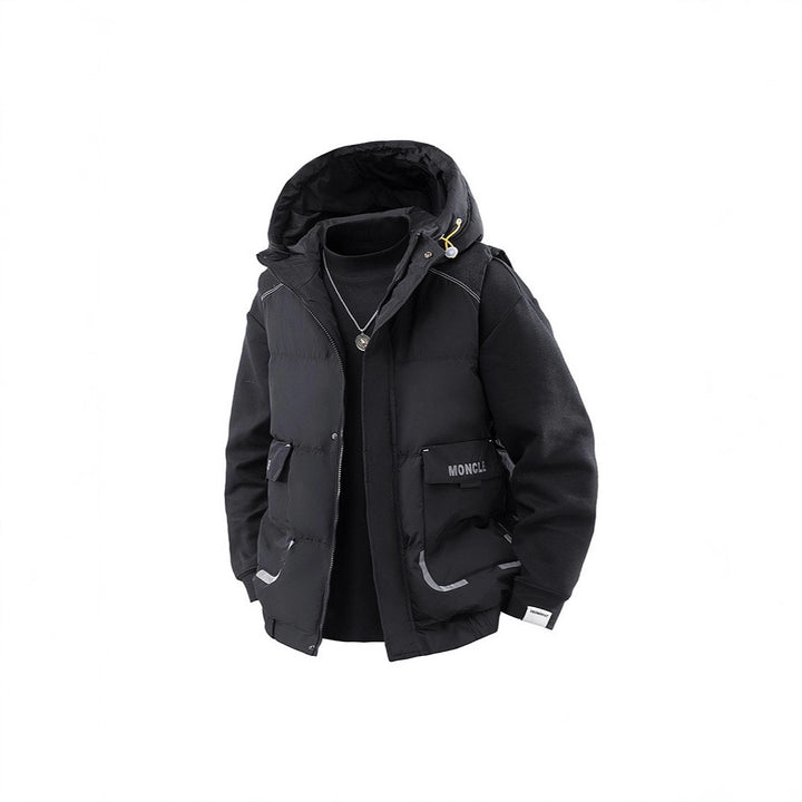 Men's Quilted Outdoor Vest with Hood, Cargo Pockets and Adjustable Hem Mune Fashion