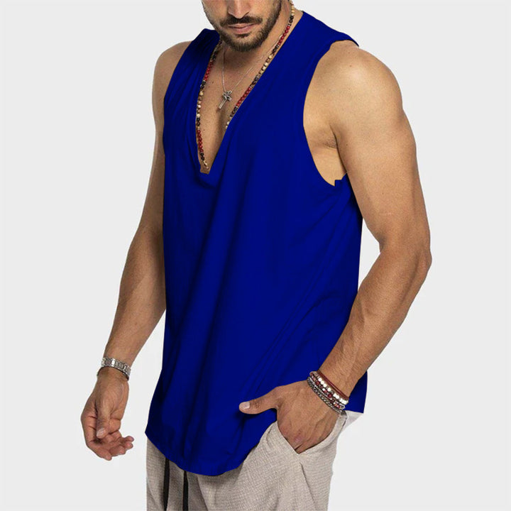 Men's deeply cut sleeveless top with V-neck and relaxed flowing fit Mune Fashion
