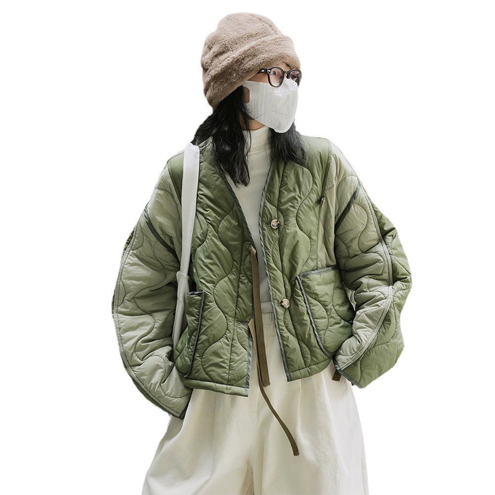Women Short Cut Quilted Bomber Jacket with Light Padding Mune Fashion