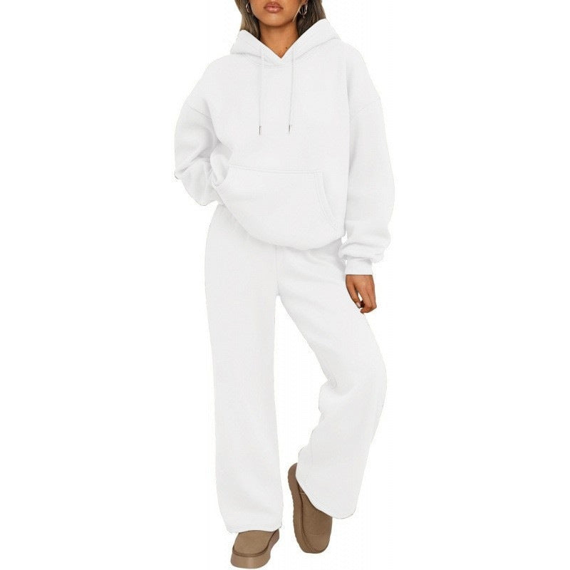 Women's Oversized Hoodie Set with Kangaroo Pocket and Wide Palazzo Pants Drune
