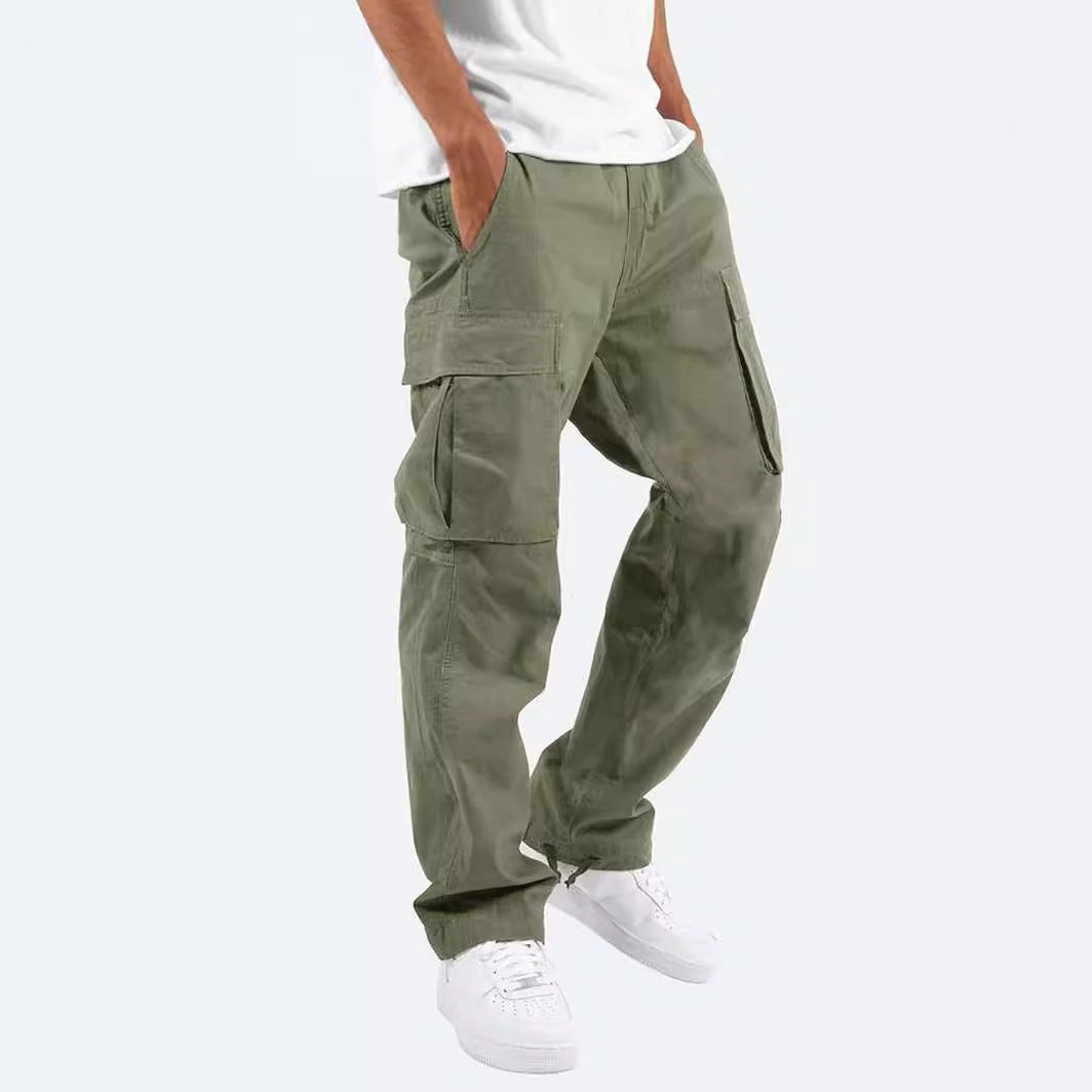 Men's casual cotton cargo pants with multiple pockets and adjustable hem Mune Fashion