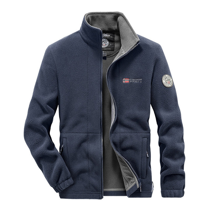 Men's fleece outdoor jacket with full-length zipper, stand collar and zippered pockets Mune Fashion
