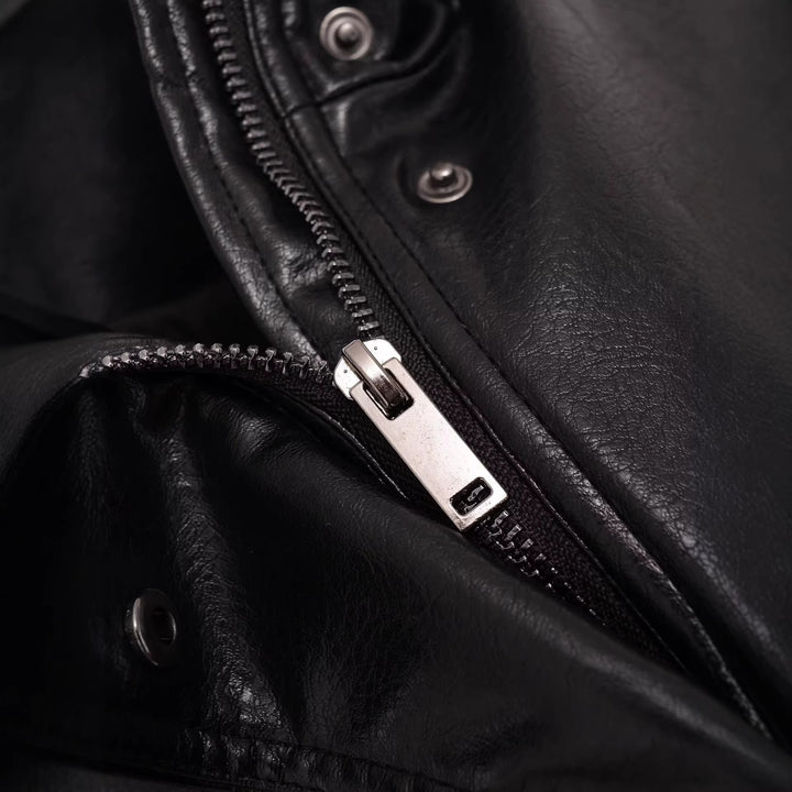 Women's cropped bomber-style jacket made of vegan smooth leather look with high stand-up collar Mune Fashion