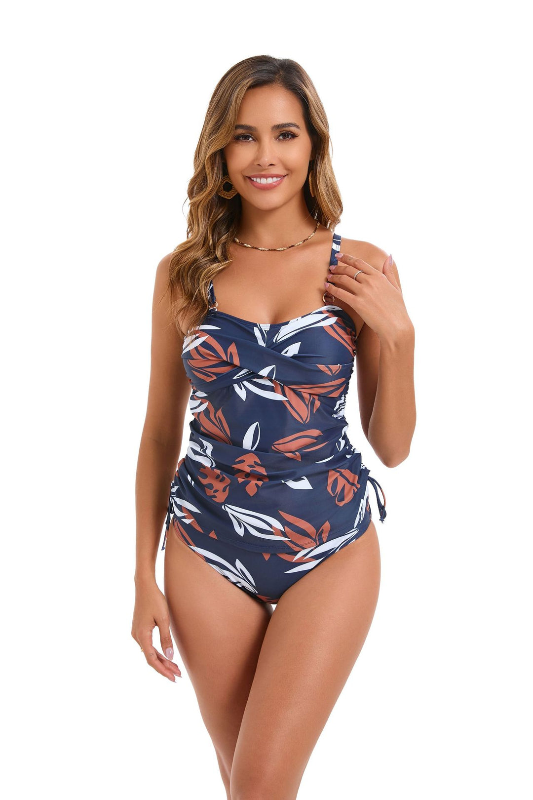 Women's tankini with sophisticated gathering elements and floral design Mune Fashion