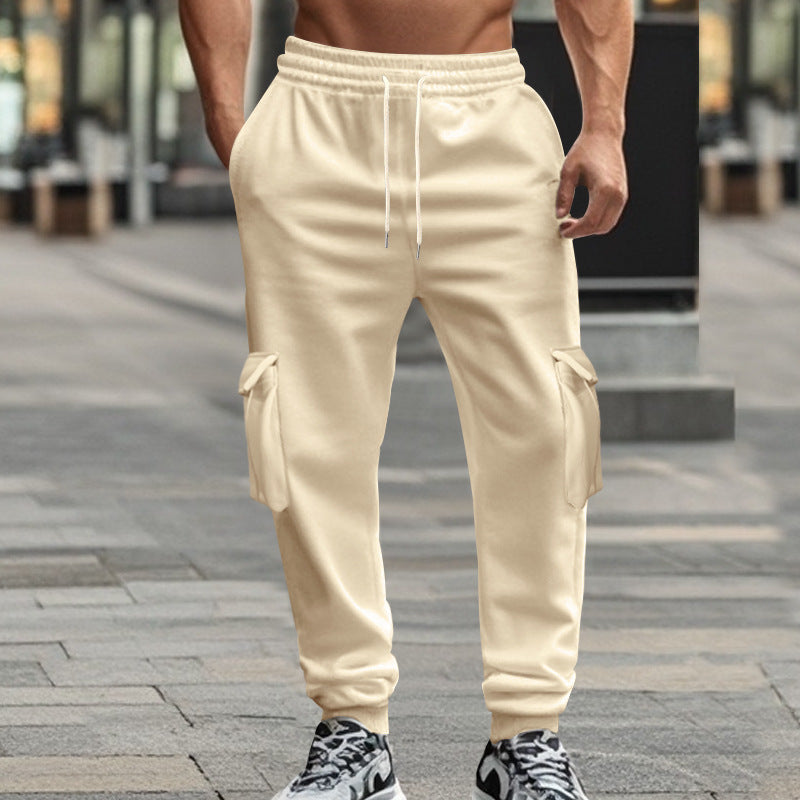 Men's Utility Jogger Pants with Side Flap Pockets, Drawstring Waistband and Tapered Fit Mune Fashion