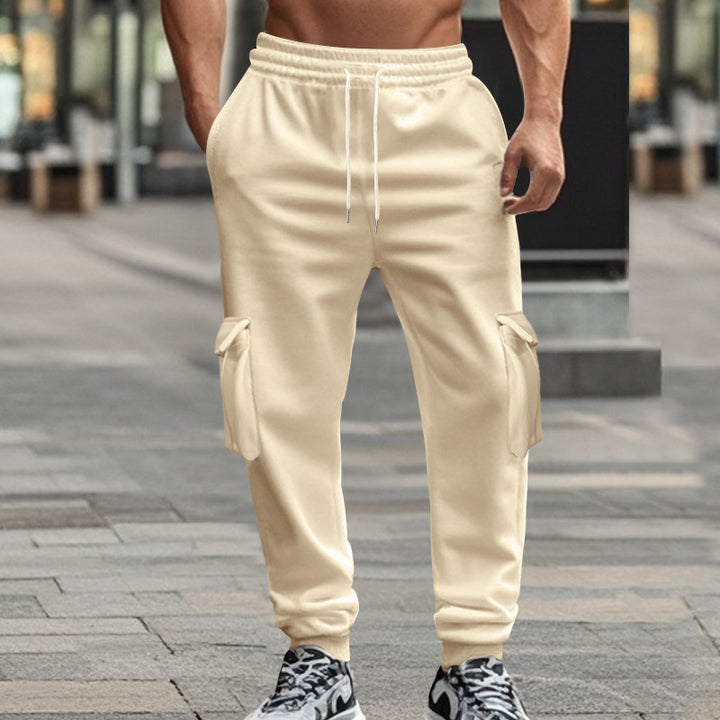 Men's Utility Jogger Pants with Side Flap Pockets, Drawstring Waistband and Tapered Fit Mune Fashion