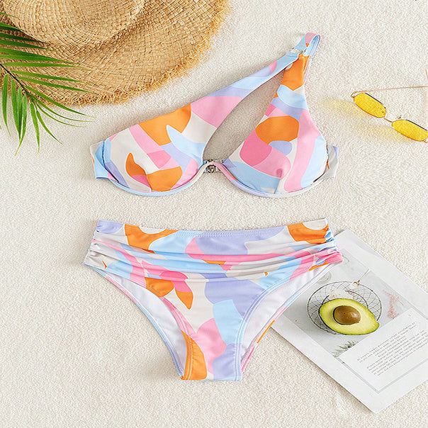 Women's Sporty Colorfully Patterned Bikini Mune Fashion