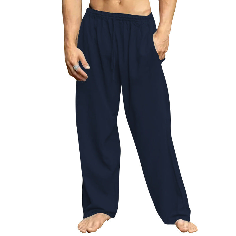 Men's relaxed trousers with wide leg elastic drawstring waistband and side pockets Mune Fashion