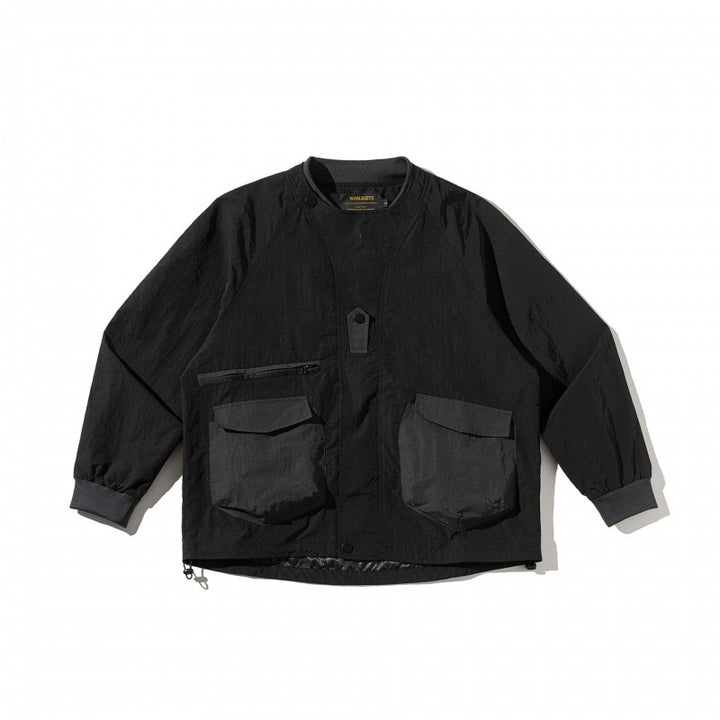 Unisex Short Cut Boxy Utility Over Jacket with Raglan Sleeves, Patch Pockets and Drawstring Hem Mune Fashion