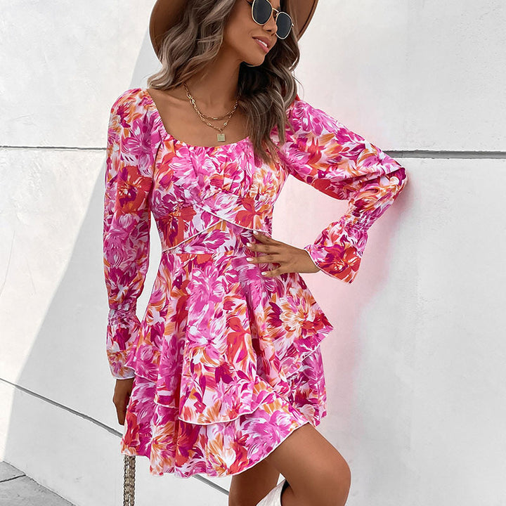 Women Playful Floral Dress with Ruffles Mune Fashion