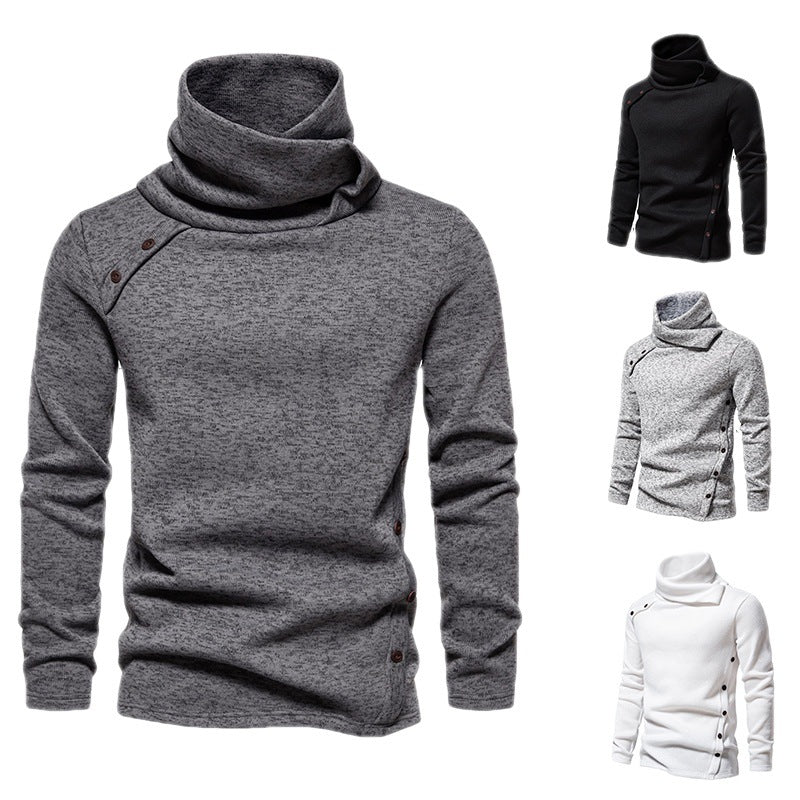 Men's knitted sweater with a large shawl collar, asymmetrical button placket and slim silhouette Mune Fashion