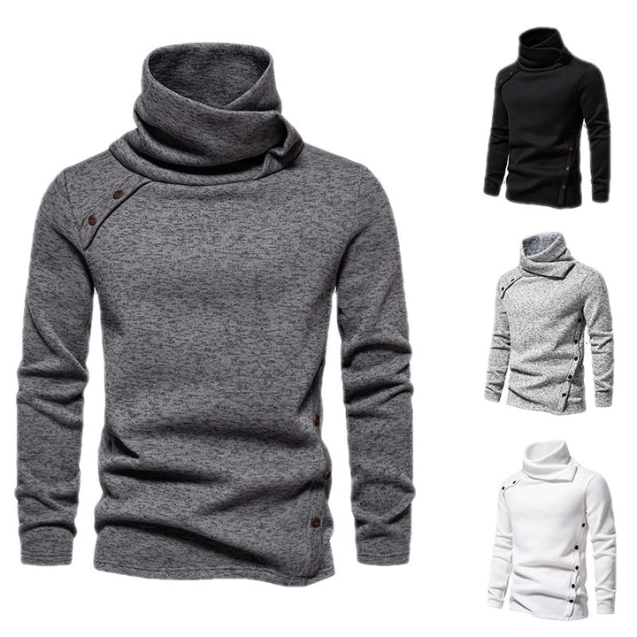 Men's knitted sweater with a large shawl collar, asymmetrical button placket and slim silhouette Mune Fashion