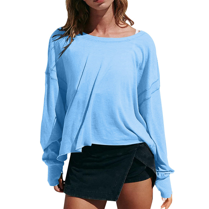 Women's cropped sweatshirt with crossover cut-out back and raw hem edges Mune Fashion