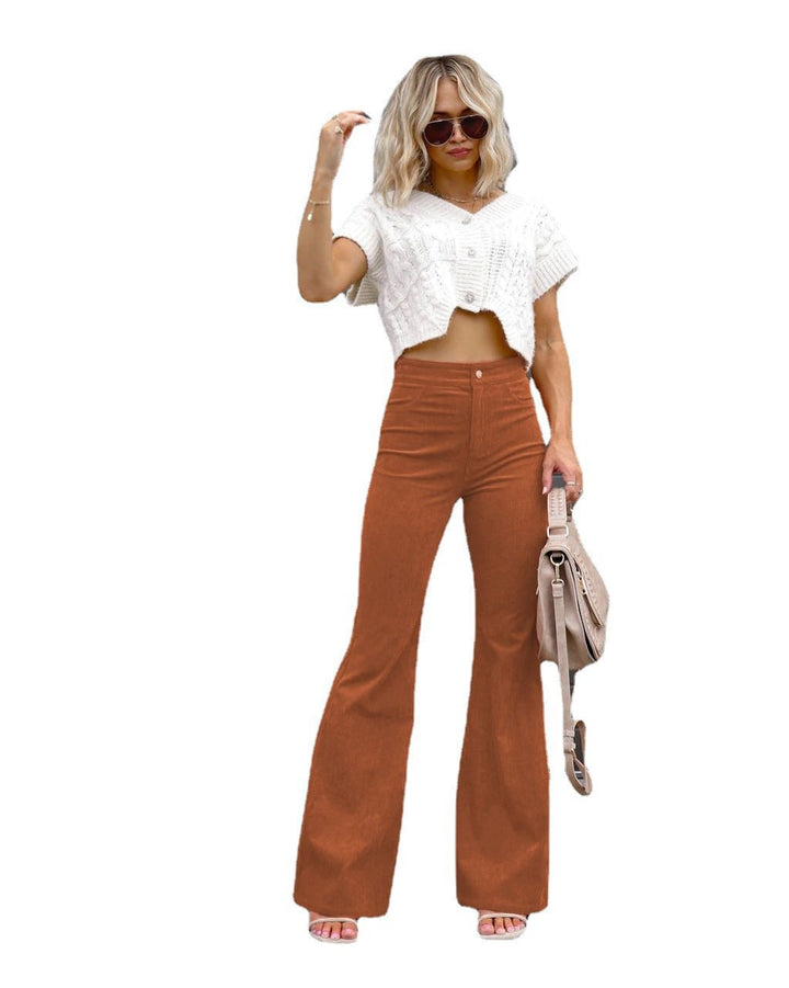 Women high-waisted flared trousers with a fitted hip area and wide leg Mune Fashion