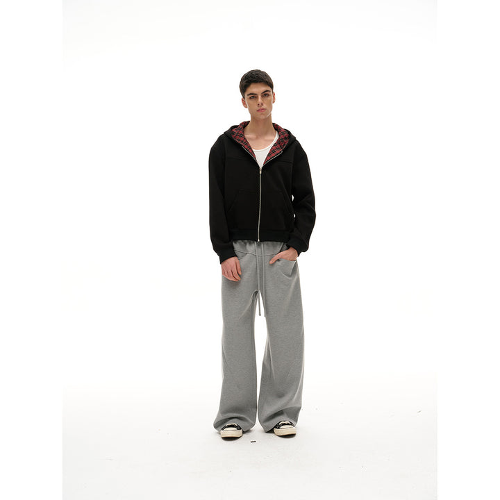 Unisex Hoodie with checked lining and full zip Mune Fashion