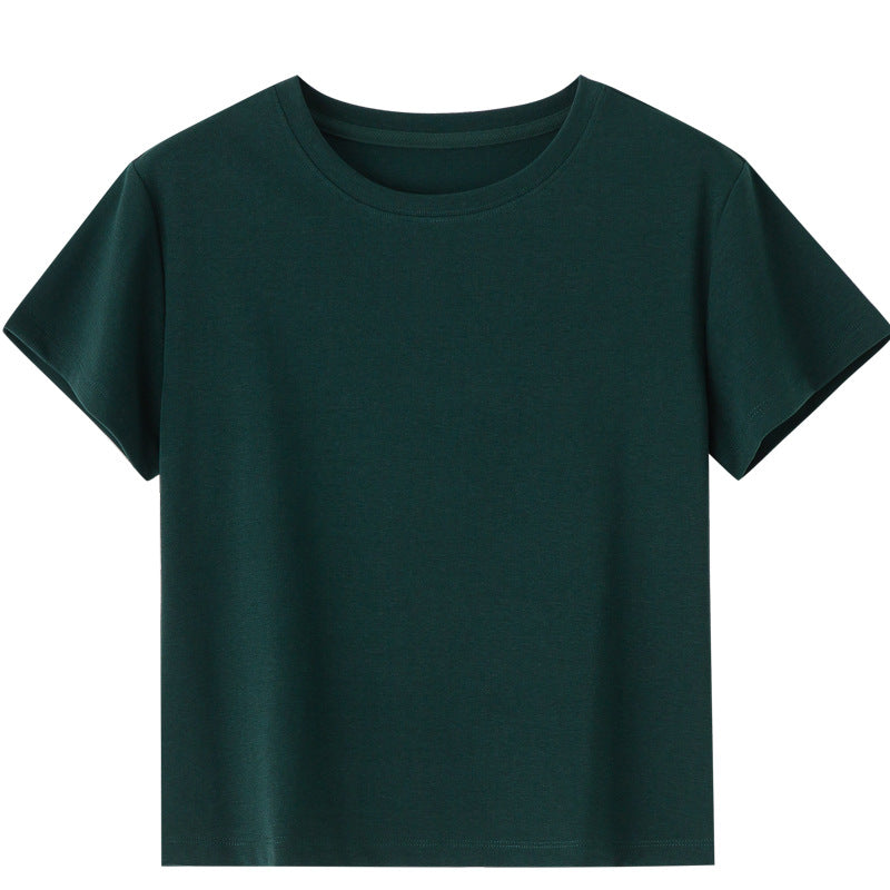 Women Short-Cut Boxy T-Shirt made from soft cotton stretch with round neck Mune Fashion