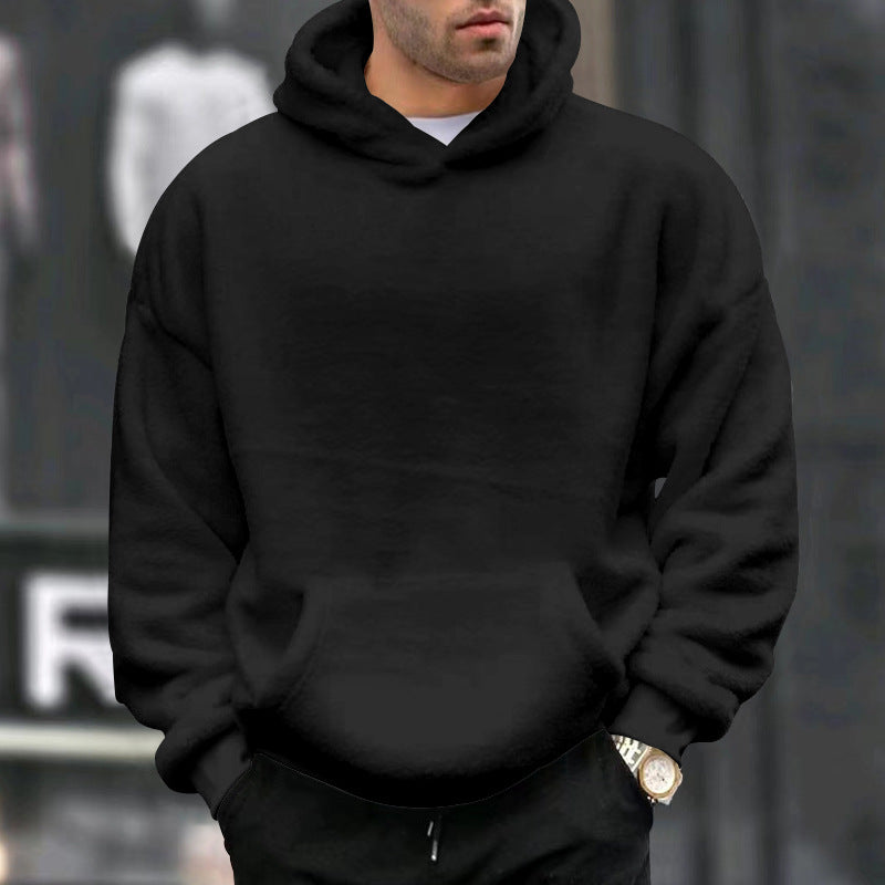 Men's oversized fleece hoodie with kangaroo pocket and dropped shoulders Mune Fashion