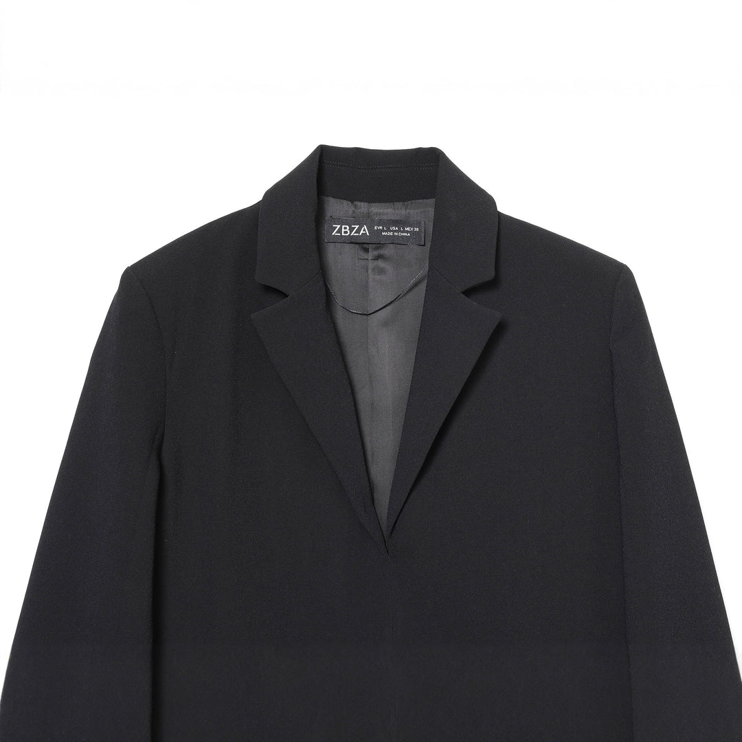 Women's tailored long blazer with pointed hem and patch pockets Mune Fashion