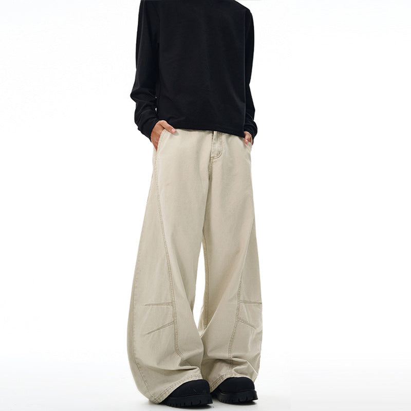 Men Wide-Cut Workwear Palazzo Pants made of sturdy cotton twill with panel seams Mune Fashion