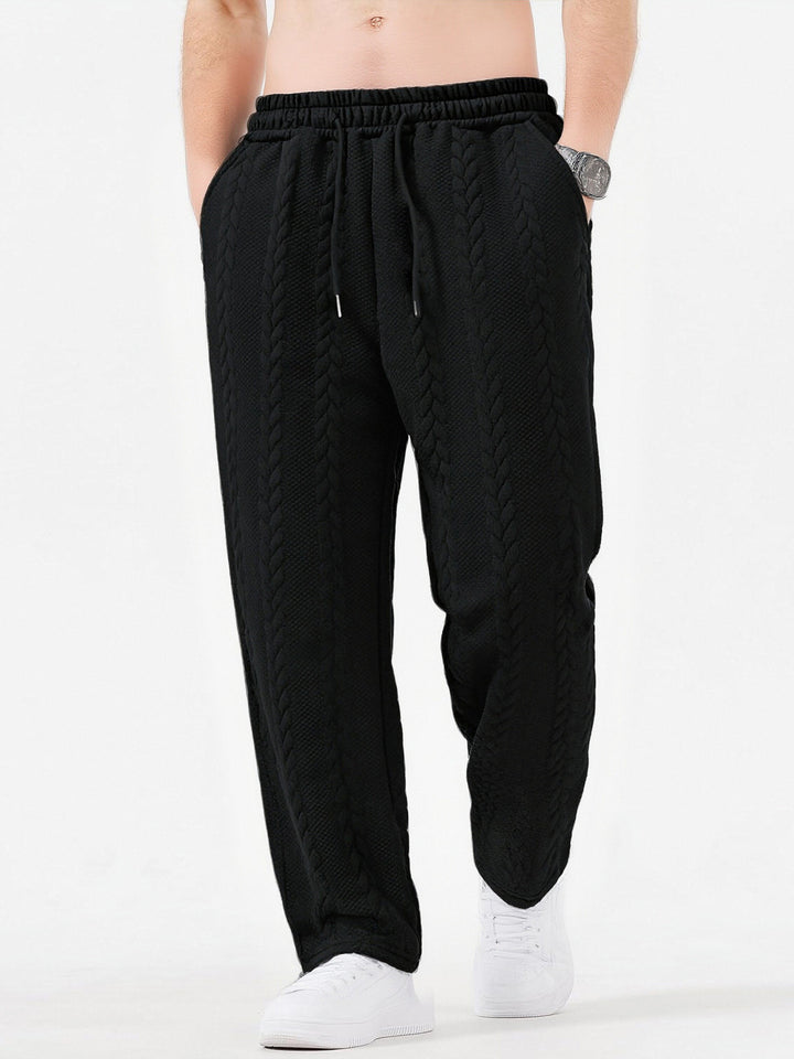 Men's chunky knit lounge jogging pants with cable knit, elastic waistband and drawstring Mune Fashion