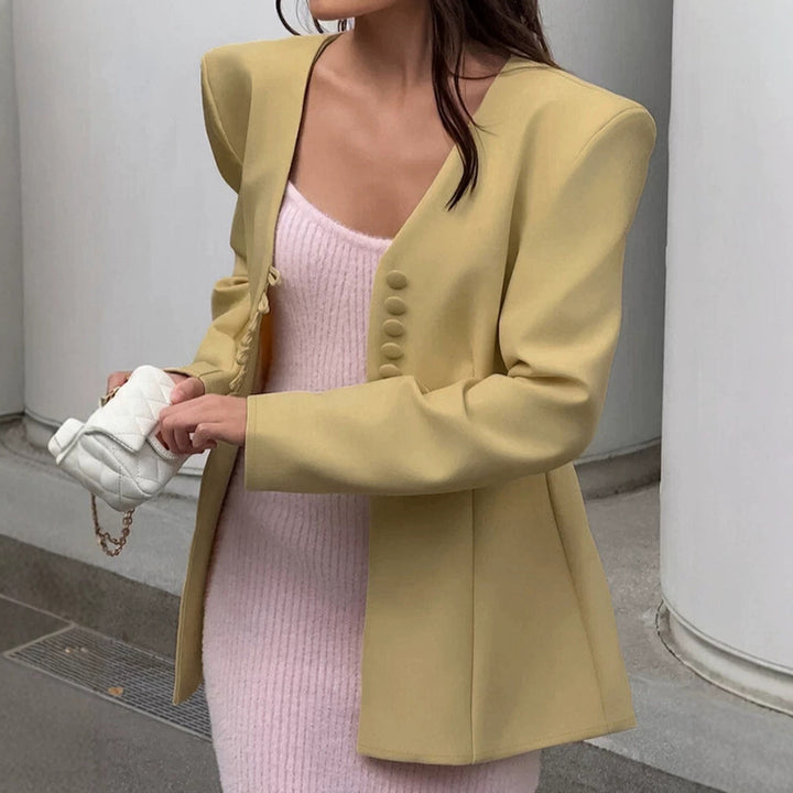 Women's sculptural tailored blazer with distinctive shoulder design Mune Fashion