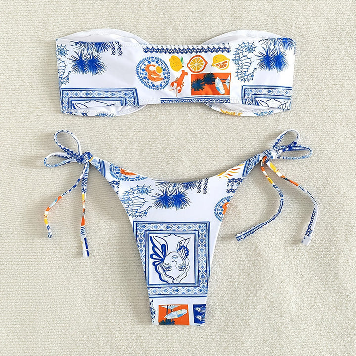 Women's bandeau bikini with playful pattern Mune Fashion