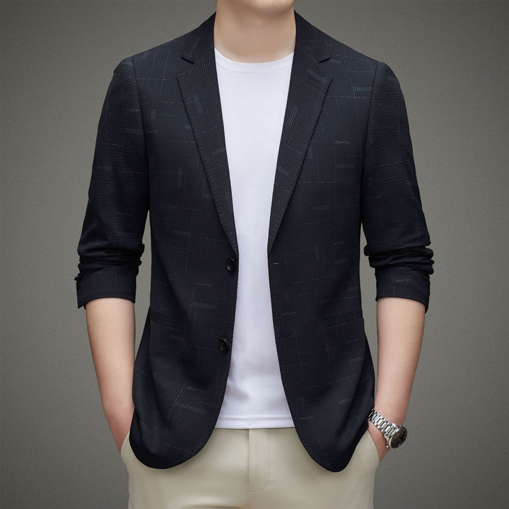 Men's blazer in a slim fit made of textured fabric with rolled-up sleeves Mune Fashion
