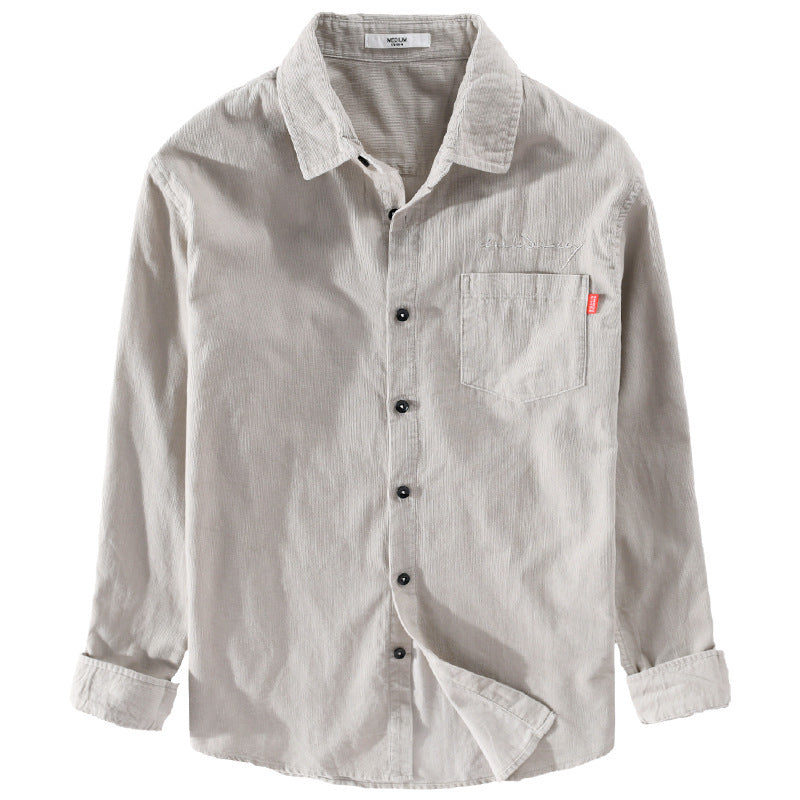Men's Lightweight Cotton Shirt in Relaxed Fit with Chest Pocket and Soft Wash Mune Fashion