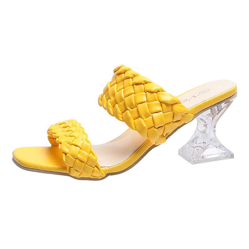 Women's woven double strap sandals with sculpted heel Mune Fashion