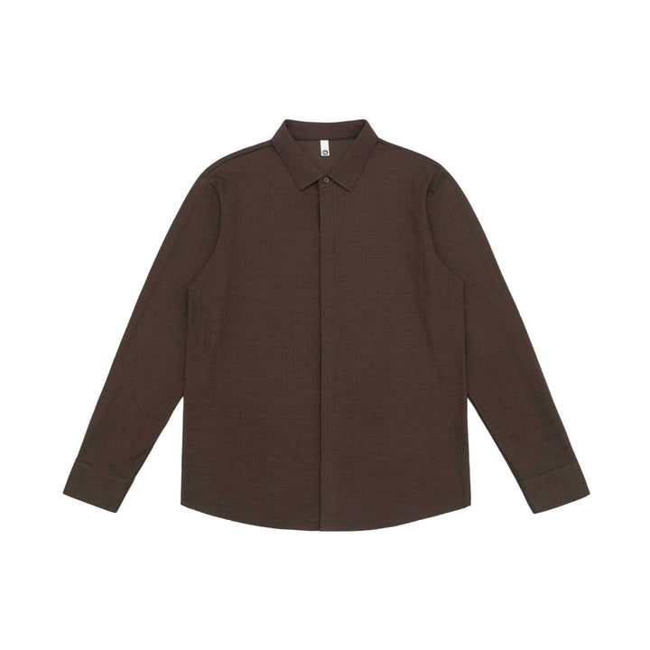 Men's Structured Knit Over-shirt with Concealed Button Placket and Ribbed Collar Mune Fashion