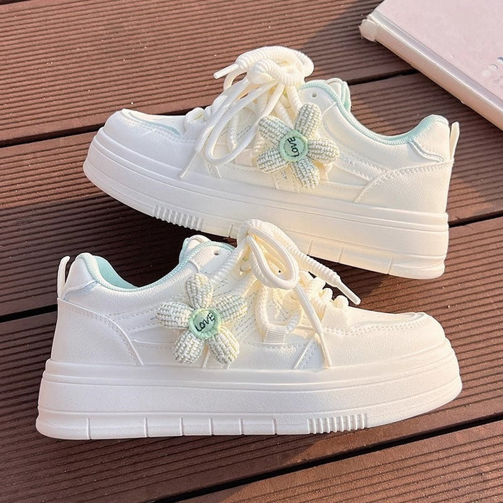 Women's Sporty Sneakers with Floral Application Design and Breathable Sole Mune Fashion
