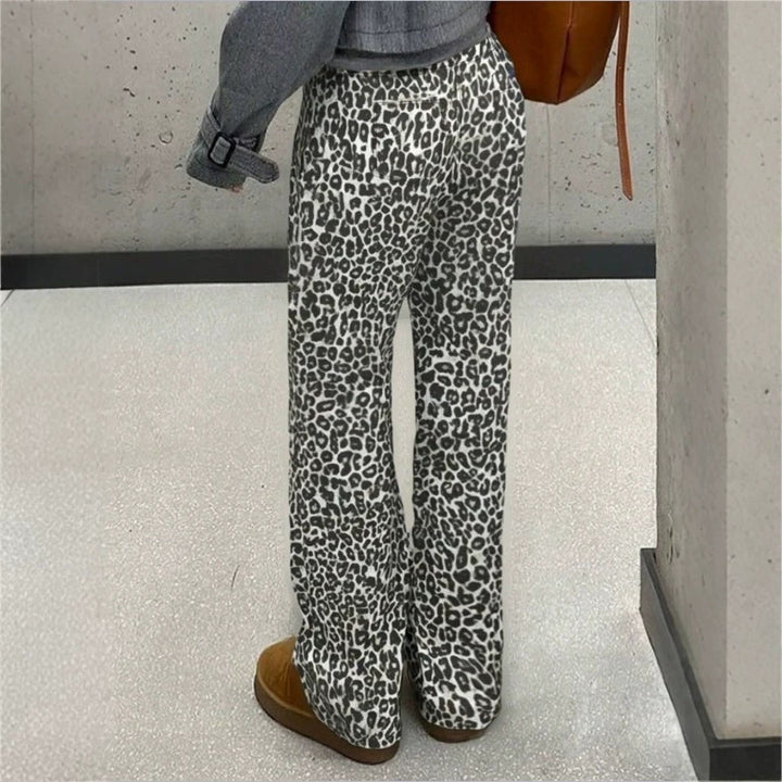 Women High-Waist Leopard-Print Palazzo Pants made of flowing fabric Mune Fashion
