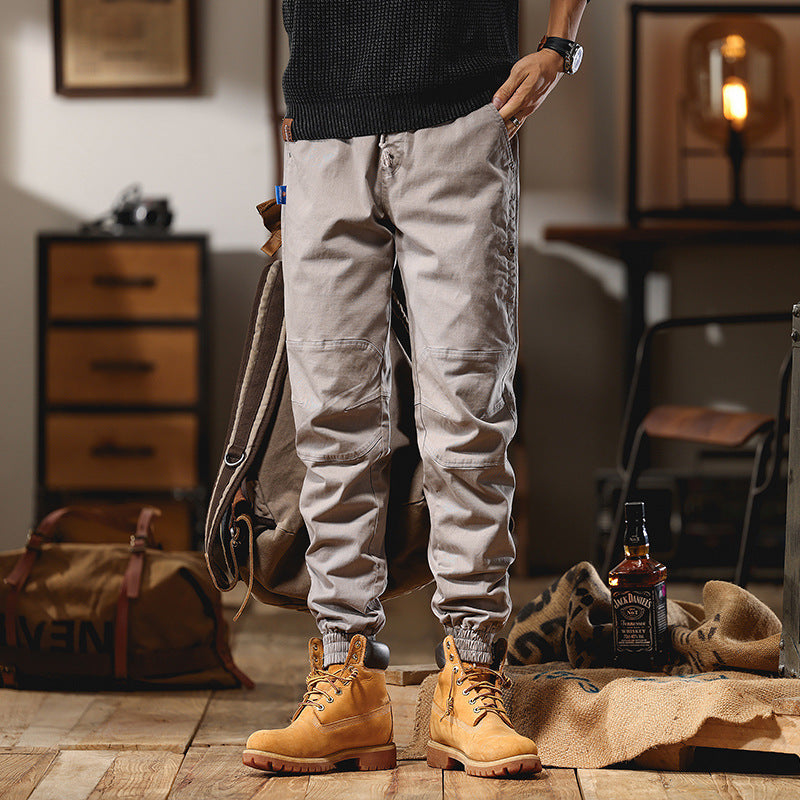 Men's Cargo Jogger Pants with Knee Inserts, Multi-Pockets and Elastic Hem Mune Fashion