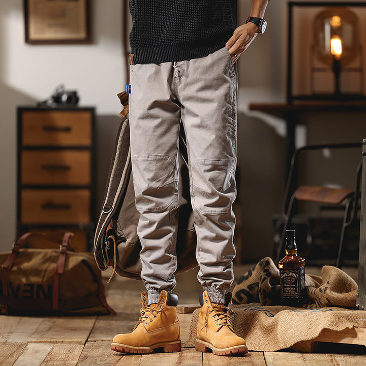 Men's Cargo Jogger Pants with Knee Inserts, Multi-Pockets and Elastic Hem Mune Fashion