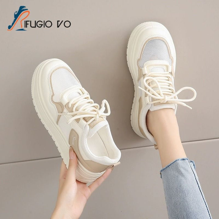 Women's Sporty Sneakers with Breathable Mesh Upper and Cushioning Sole Mune Fashion