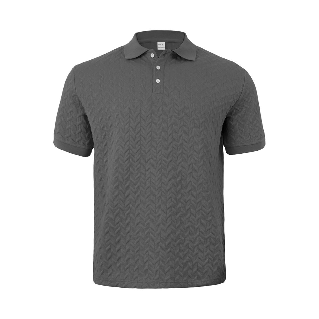 Men's finely woven polo shirt with chevron relief structure and short button placket Mune Fashion
