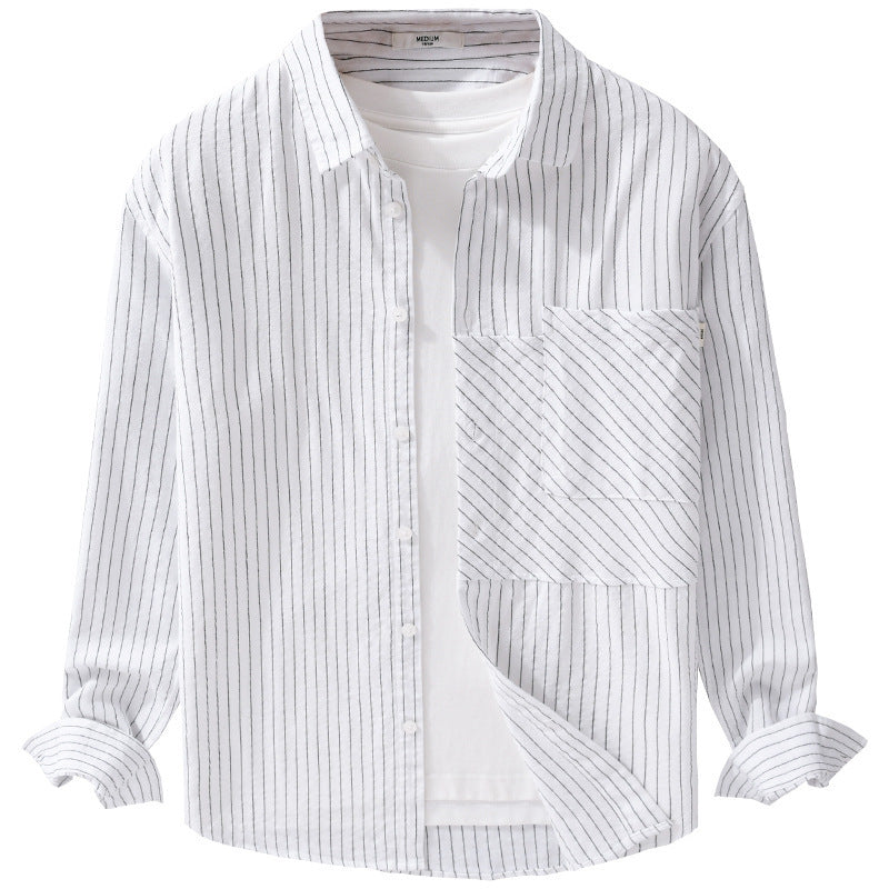 Men's pinstriped shirt in relaxed fit with diagonal chest patch Mune Fashion