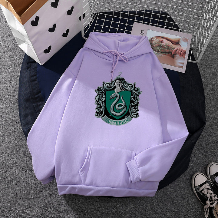Women's oversized hooded sweatshirt with heraldic snake emblem and soft fleece lining Mune Fashion
